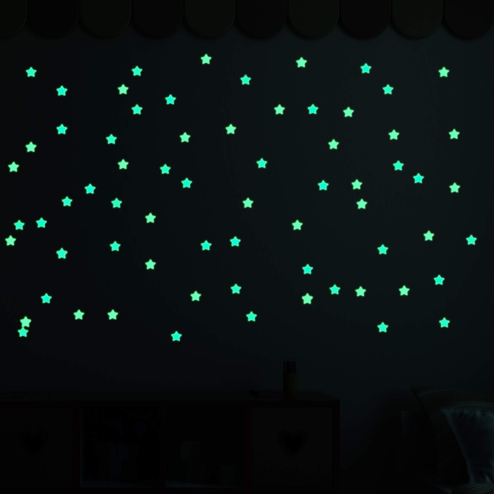100pcs Glow in The Dark Stars Wall Stickers Ceiling Kids Room Decor Luminous Set