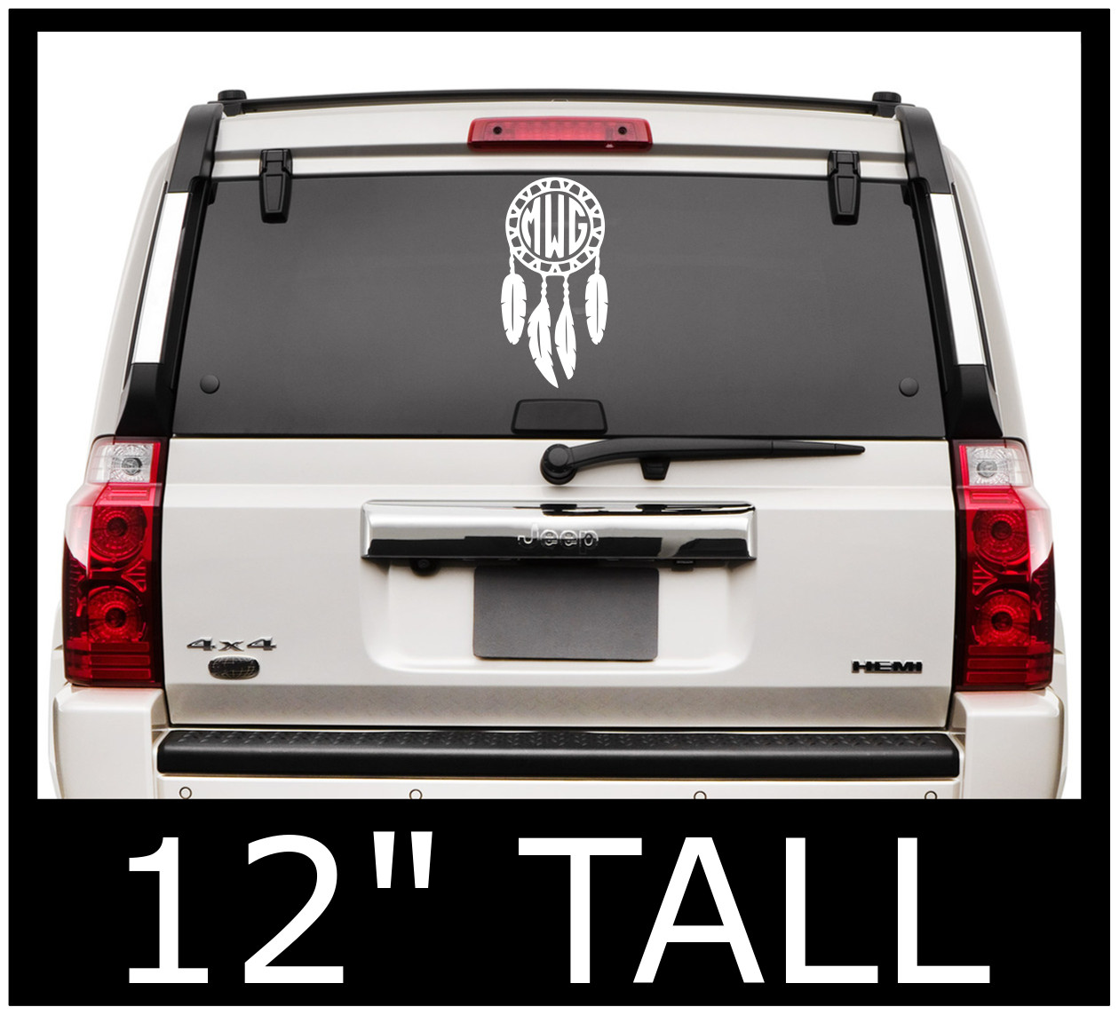 DREAMCATCHER 12" MONOGRAM CAR LAPTOP WINDOW VINYL DECAL PERSONALIZED COLORS