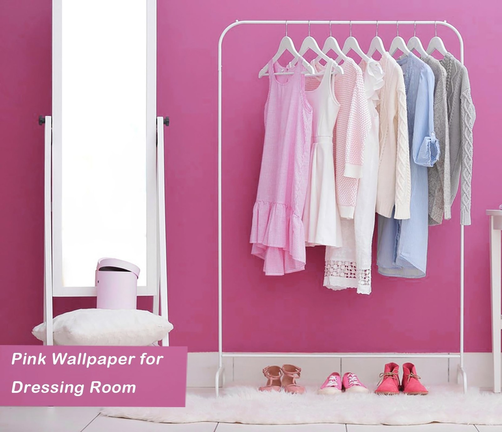 15.7"x197" Pink Peel and Stick Wallpaper Solid Color Pink Wallpaper Contact P…