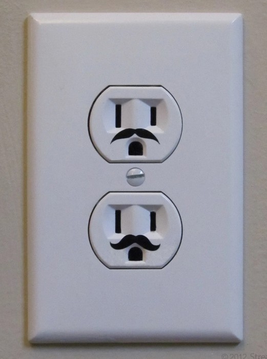 Electric Outlet Mustache Stickers: Gag Gifts