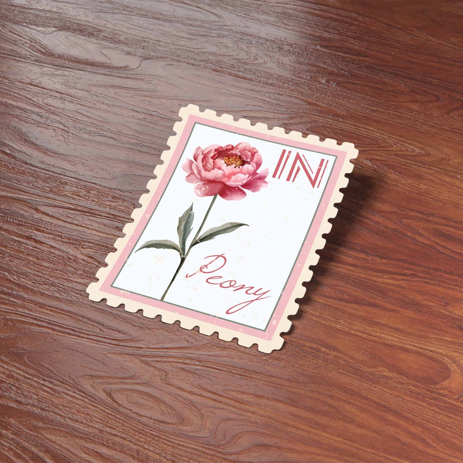 Indiana State Flower Peony Sticker – IN Vintage Stamp Decal for Laptop