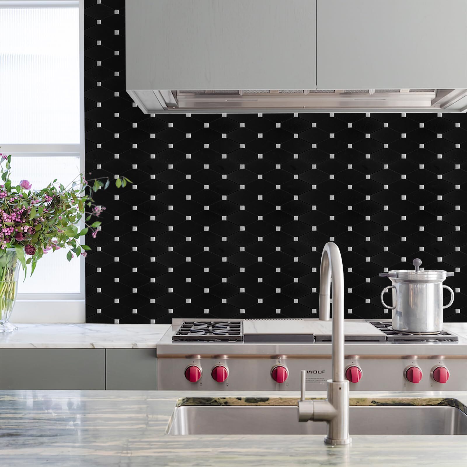 Peel And Stick Backsplash 10 Sheets Kitchen Mosaic Tile Sticker Black Brushed Al