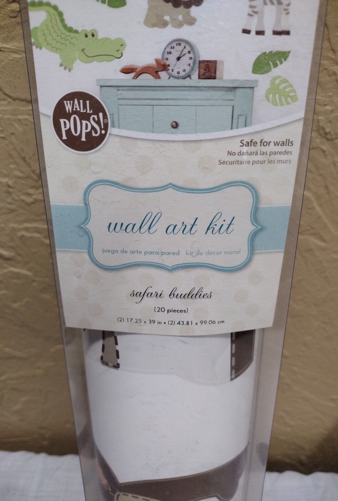 2014 Safari Buddies Wall Art Kit Peel Stick + Move 20 pc Wall Pops Nip Monkey