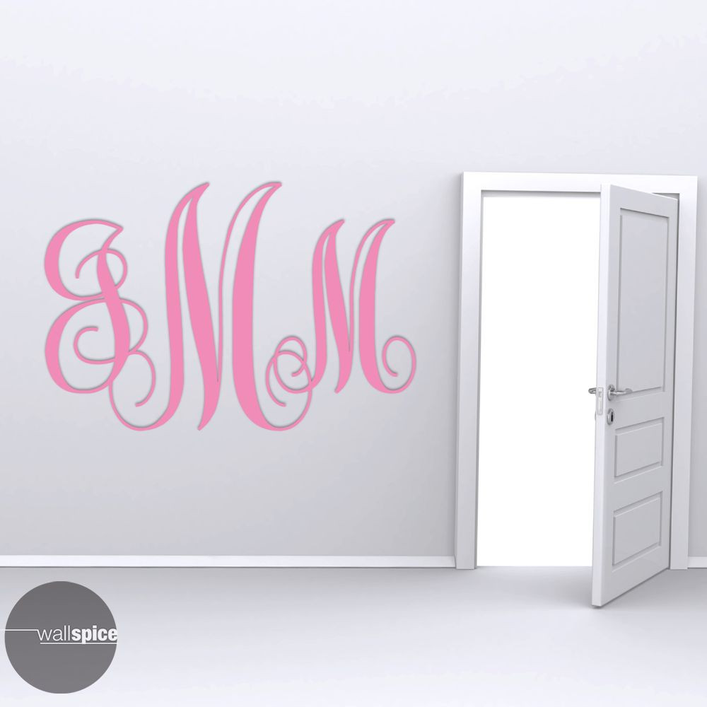 Vine Interlocking Monogram Letters Vinyl Wall Decal Sticker Art Home Decor