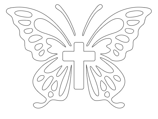 Butterfly Cross – White – Vinyl Decal – Choose Sizes