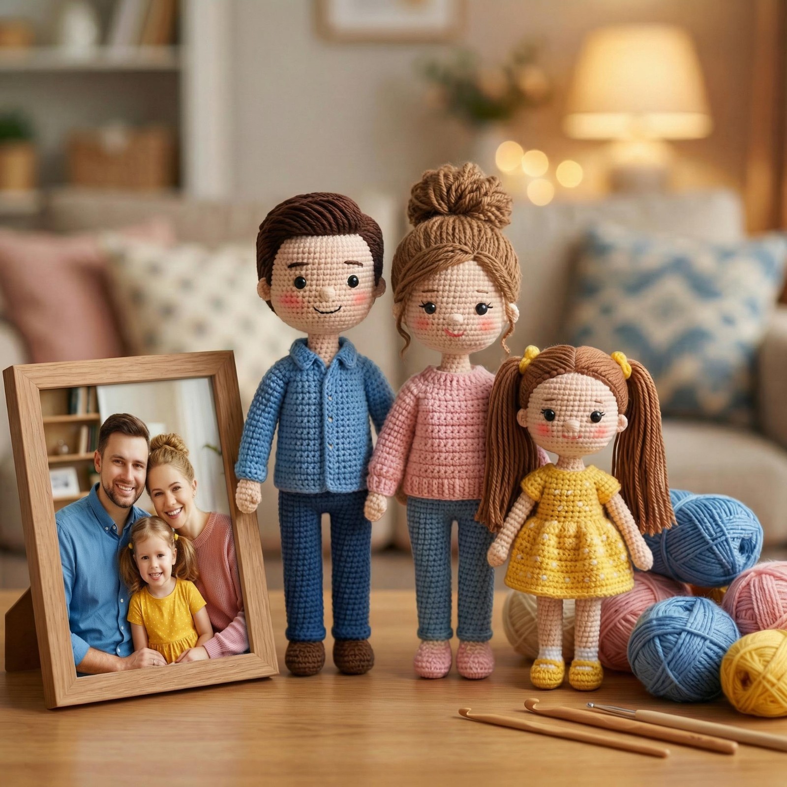 Custom Family Portrait Crochet Doll Personalized Amigurumi Gift