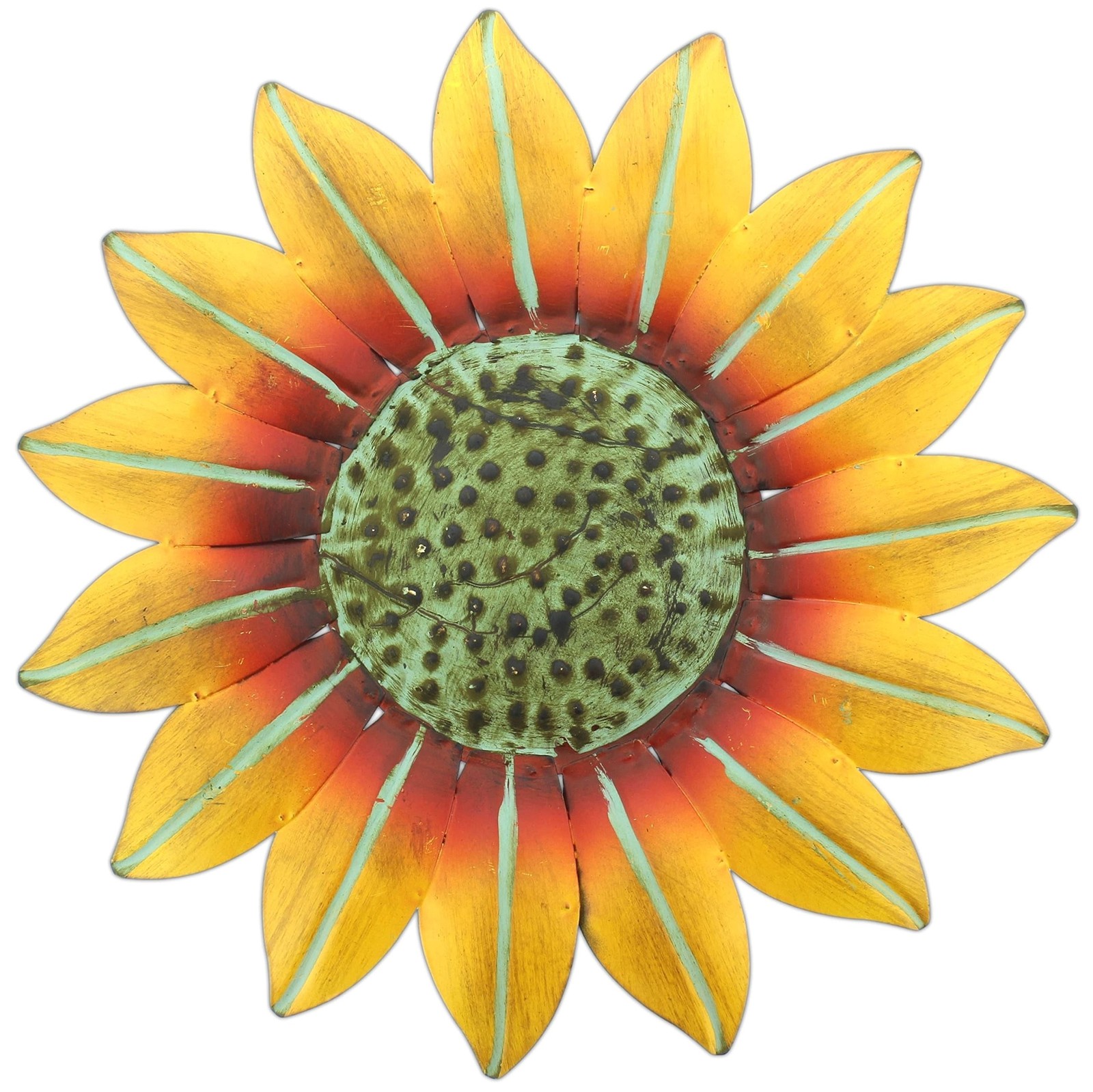 Hand Painted Metal Sunflower Wall Sculpture Medium 10.25 inch Diameter
