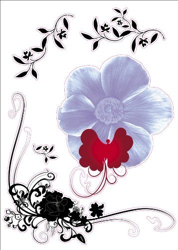 Purple Flower Artwork Kids Living Room Decor Wall Sticker Decal 15"W X 23"H