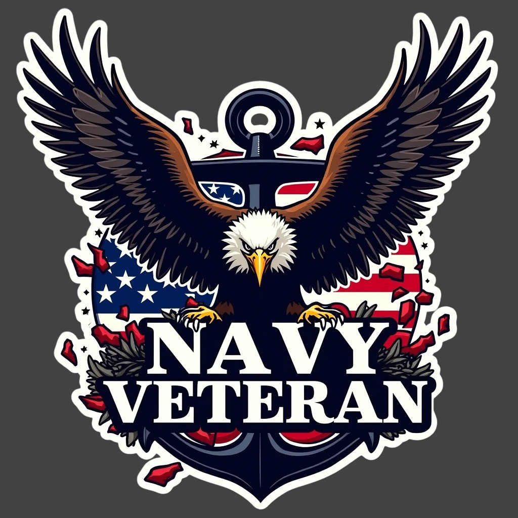 Navy Veteran Eagle Anchor American Flag Sticker Vinyl Decal Patriotic USA