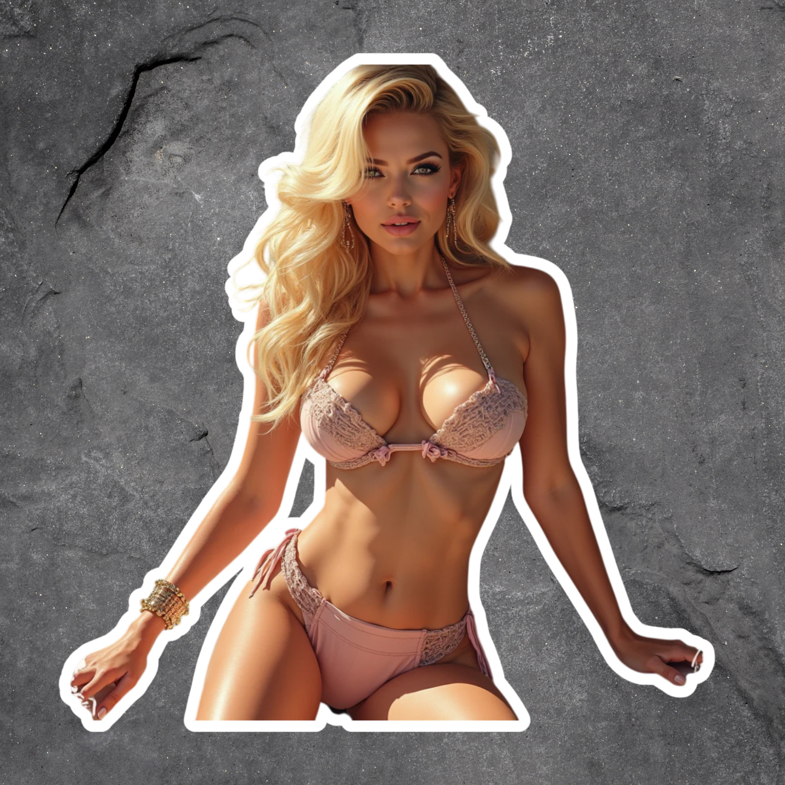Pinup girl sticker vinyl decal blonde bombshell bikini model beach summer vibe