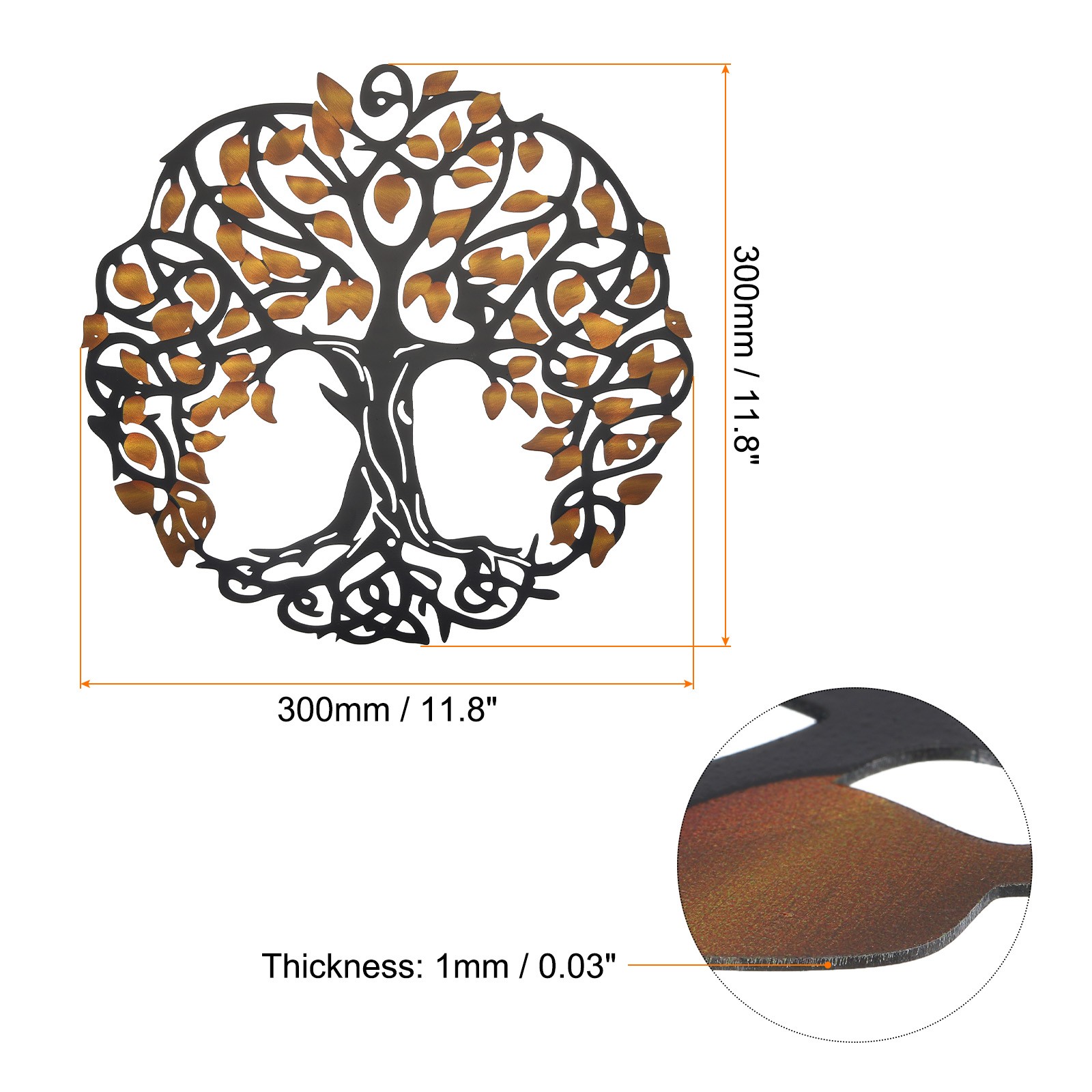 Metal Tree Wall Decor Tree of Life Wall Sculpture Ornament Yellow Black