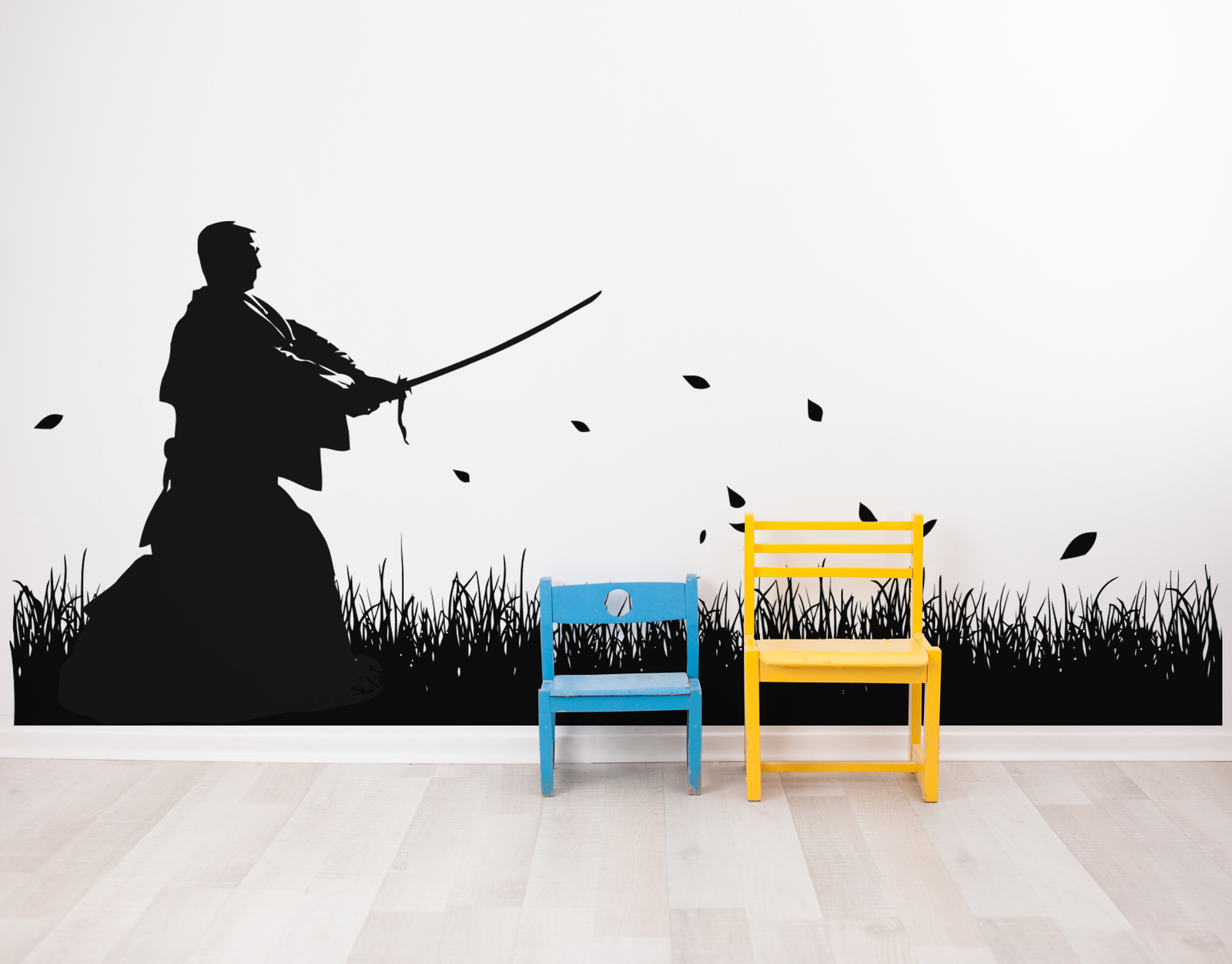 Japanese Ronin Samurai Swordsman in Field Wall Decal. #525