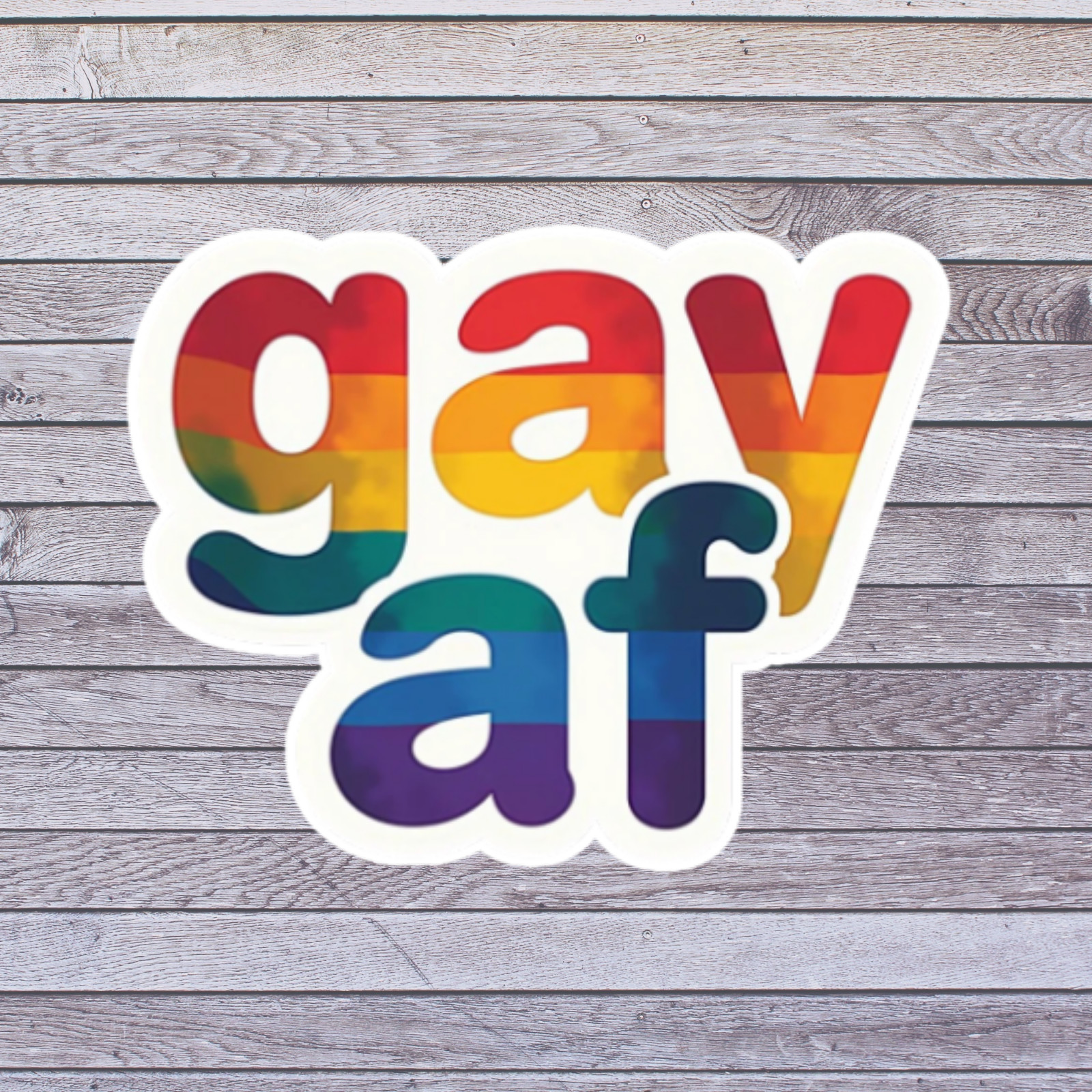 Gay Pride Sticker Vinyl Decal Gay AF Rainbow Text LGBTQ Funny Pride Car Laptop