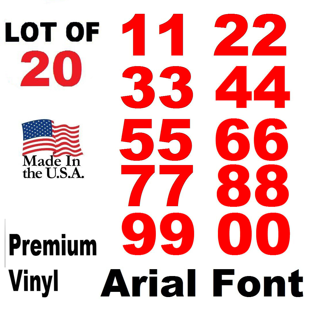 Lot of 20 1" Vinyl Street Address Mailbox Unit Number Decal Stickers ARIAL Red