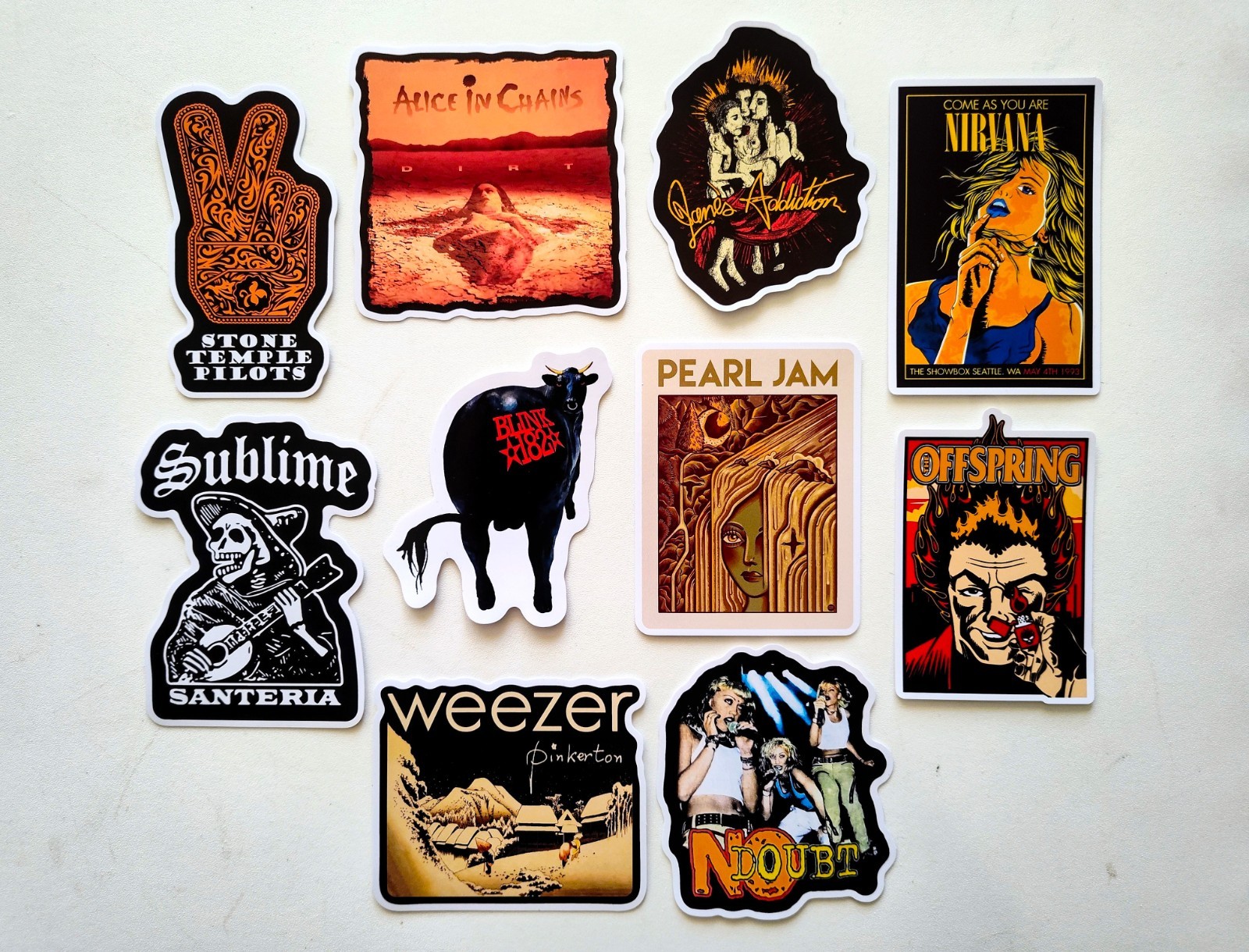 90's Alternative Vinyl Lot Pack (10 Stickers) SET 11 alice in chains nirvana