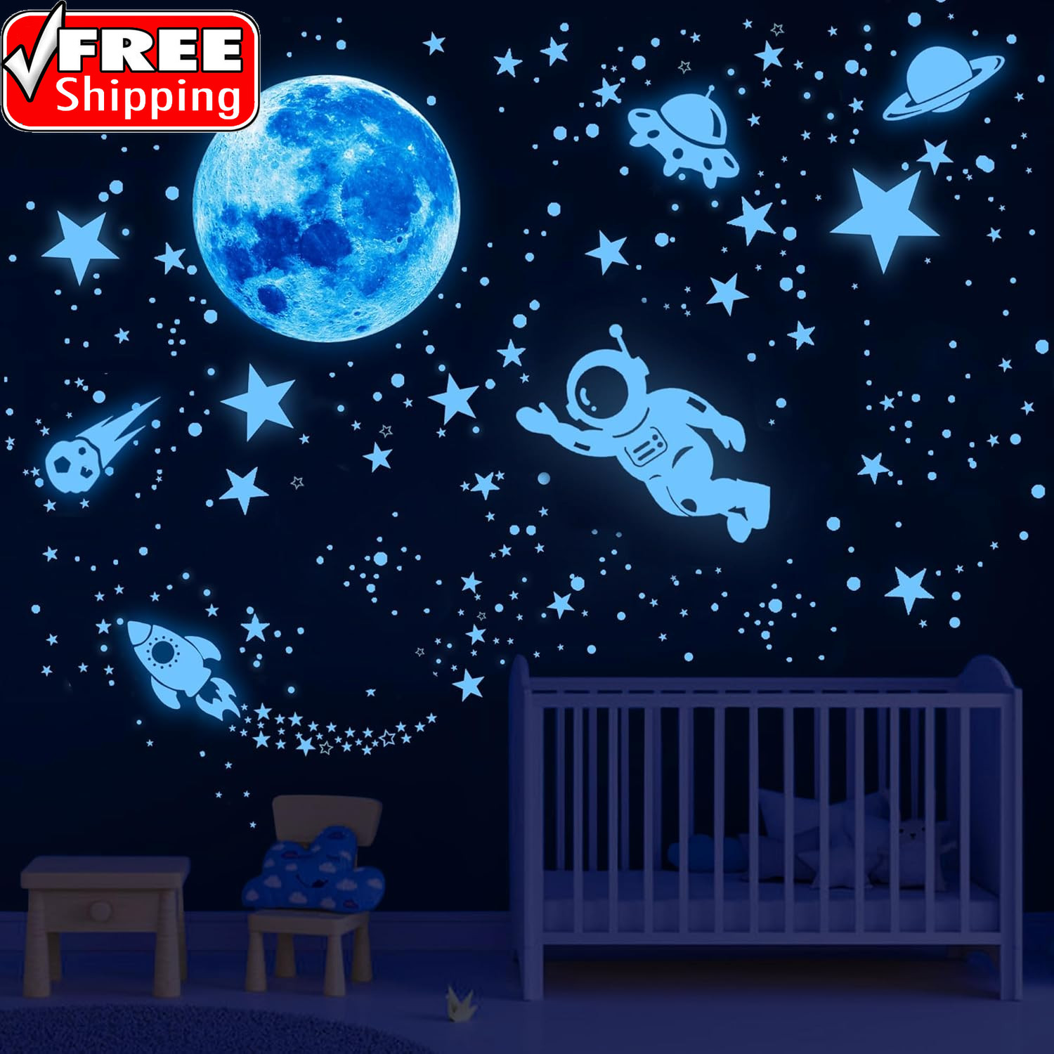 530Pcs Glow in the Dark Stars for Ceiling,Space Galaxy Wall Decals | Glow in the