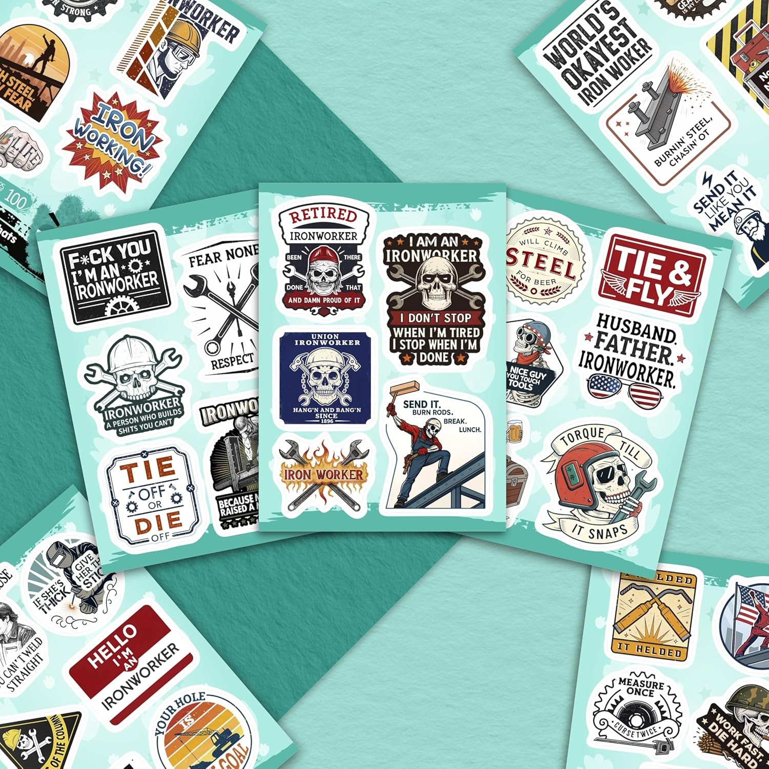 100Pcs Funny Ironworker Stickers for Hardhat, for Water Bottle – Ironworker Gift