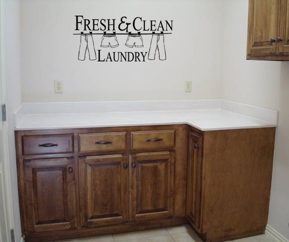 FRESH & CLEAN LAUNDRY VINYL WALL QUOTE DECAL LAUNDRY ROOM HOME CLOTHES WORDS