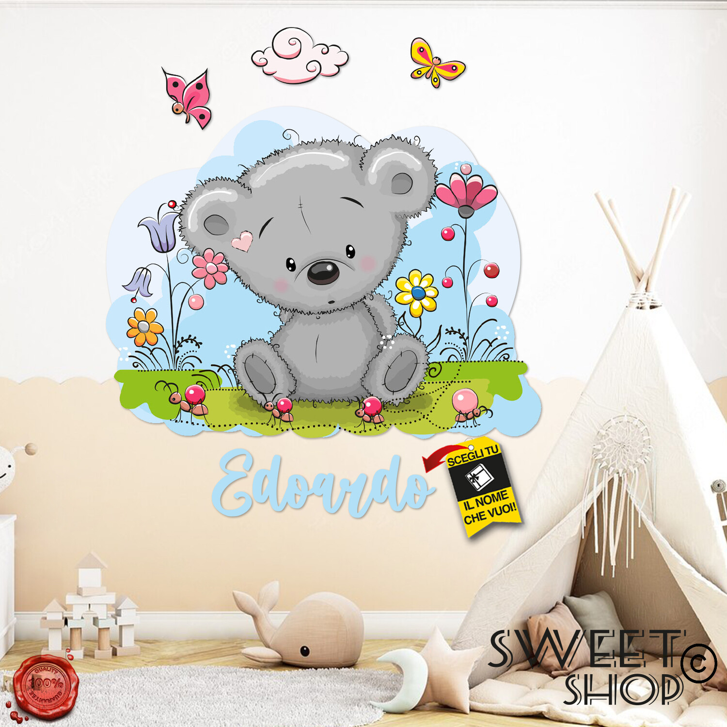 Custom Wall Sticker Girl Wall Sticker BEAR DECORUM GIFT IDEA