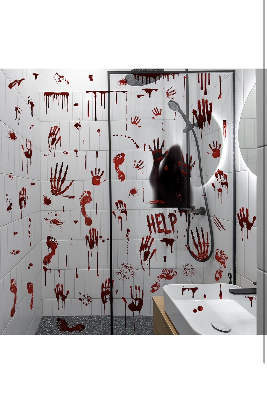 12 sheets of Bloody Handprint Footprint Window Stickers Wall Stickers /Halloween