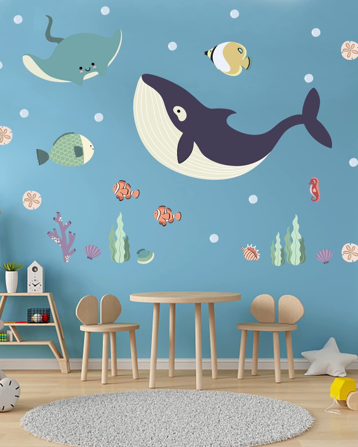 93pcs Ocean Animals Wall Decals Peel and Stick, Ocean Wall Stickers for Baby …