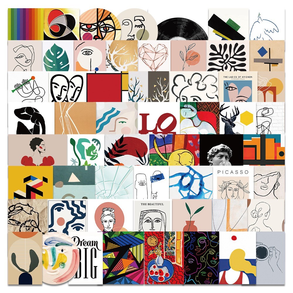 300pcs Famous Painting Vinyl Stickers, Artist Matisse Bauhaus VanGogh Monet