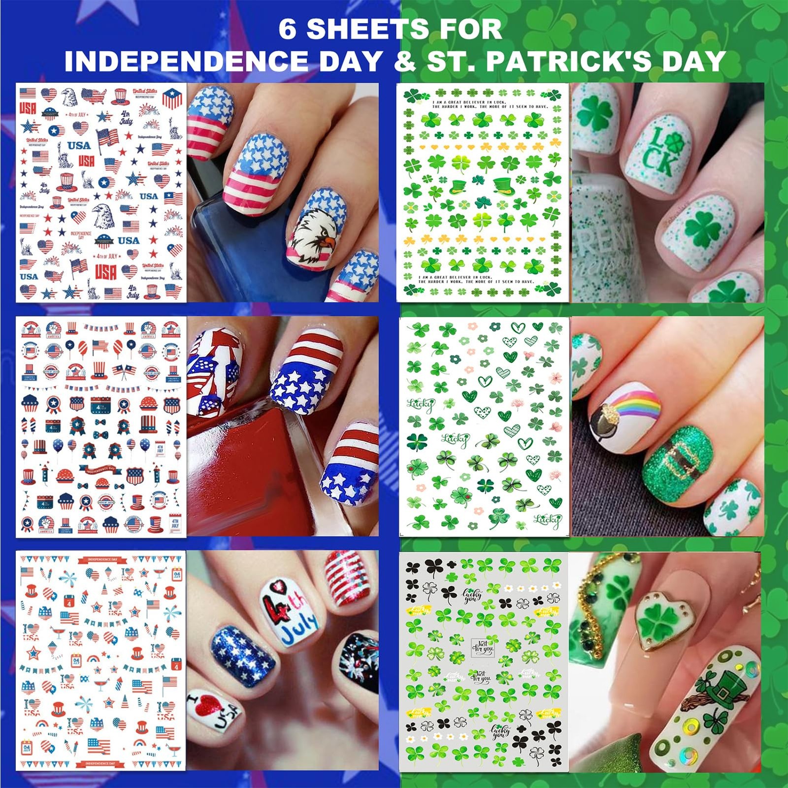 IDDFEVE 30 Sheets All Holiday Nail Art Stickers, Variety 6 Holiday, 30