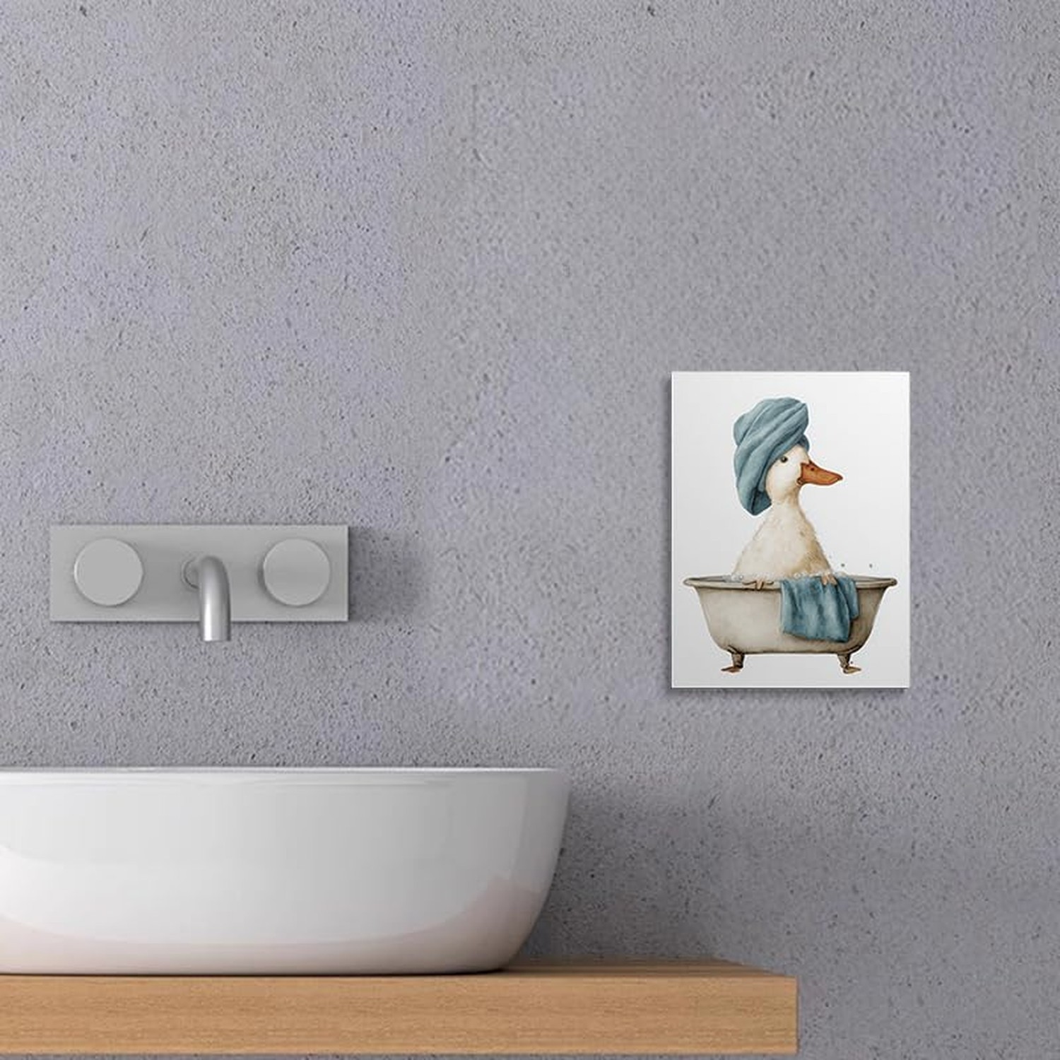 Duck in Bathtub Canvas Wall Art Framed Print Funny Animal Bathroom Wall Decor…