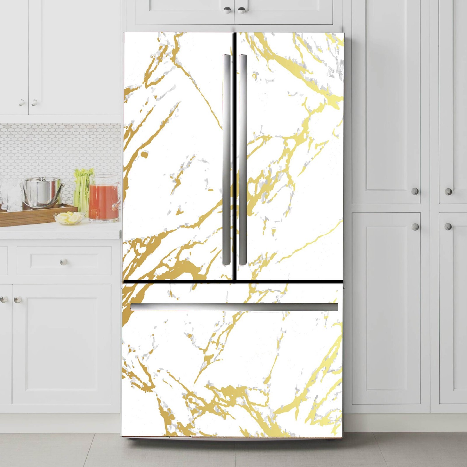 Luxury Marble Fridge Wrap, Modern Kitchen Transformation