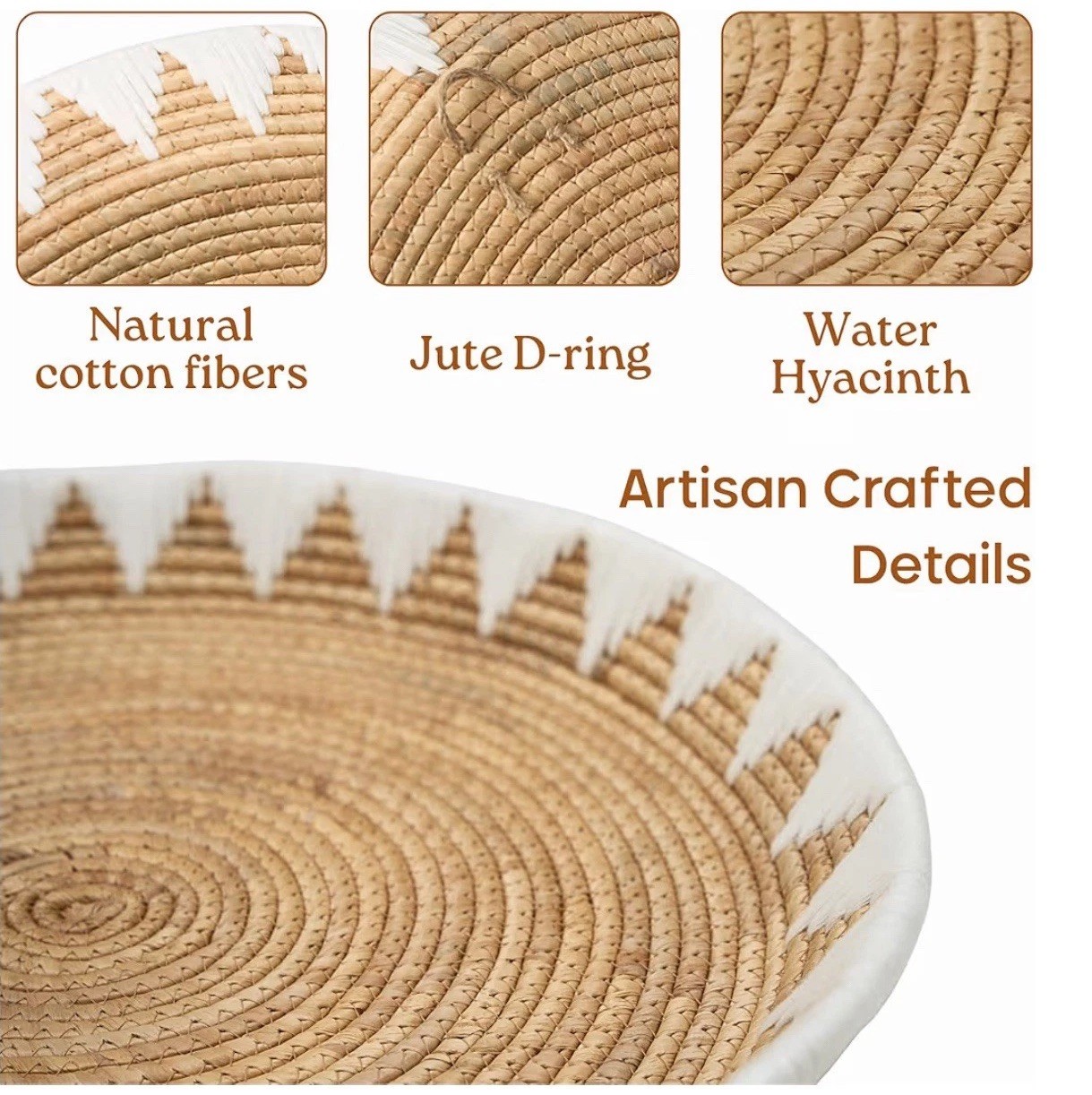 22", 19", 15" Extra Large Hanging Woven Wall Baskets Wall Decor – Wicker/White