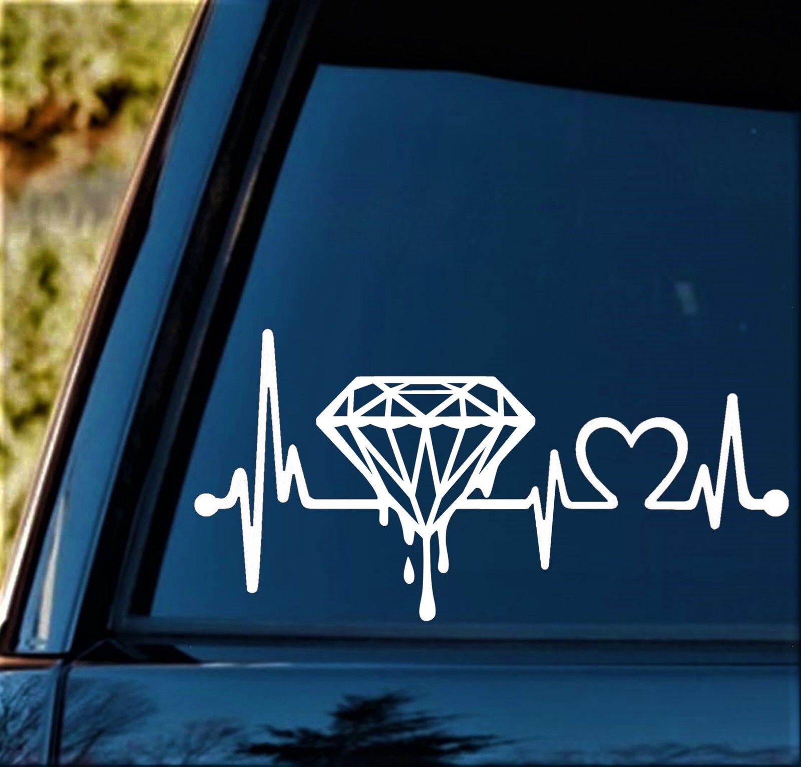 Diamond Decal Dripping Heartbeat Sticker Car Window JDM BG2050
