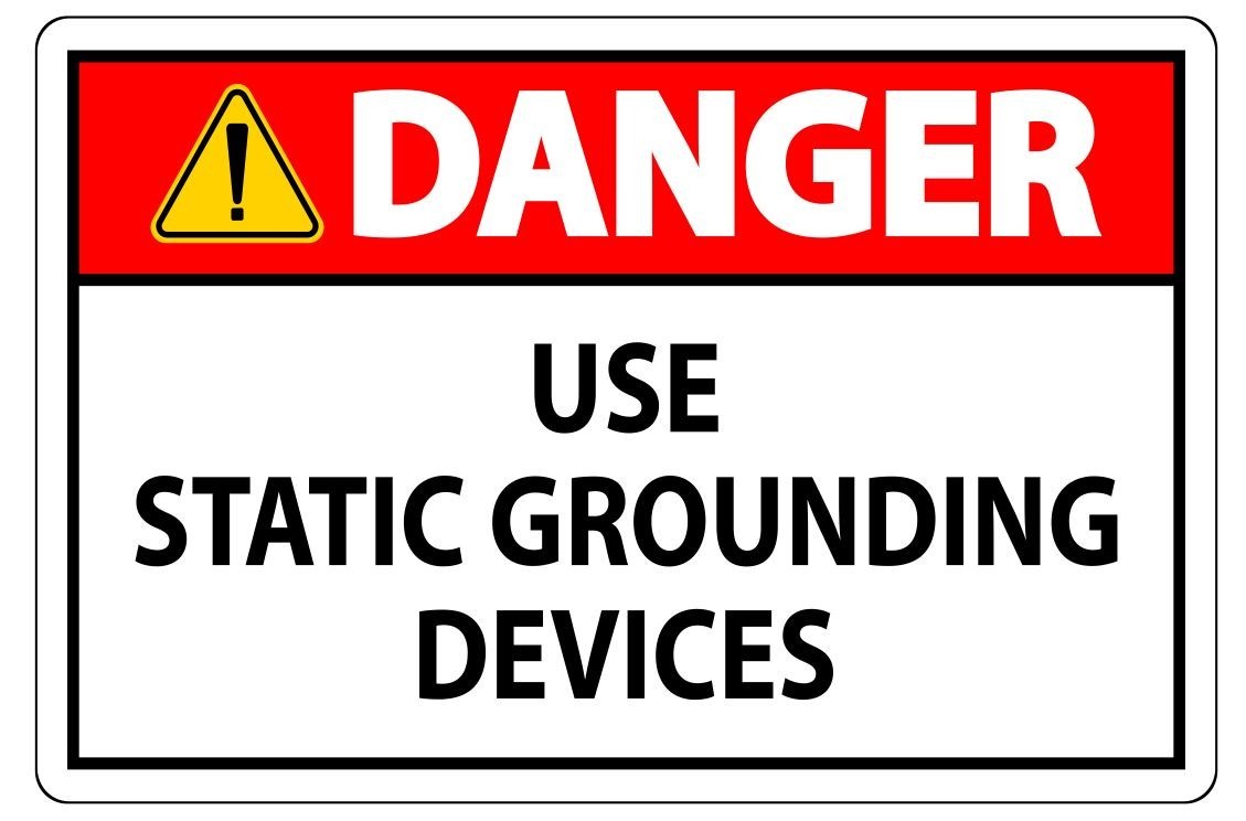 Danger Use Static Grounding Devices Safety Sign Sticker D7417