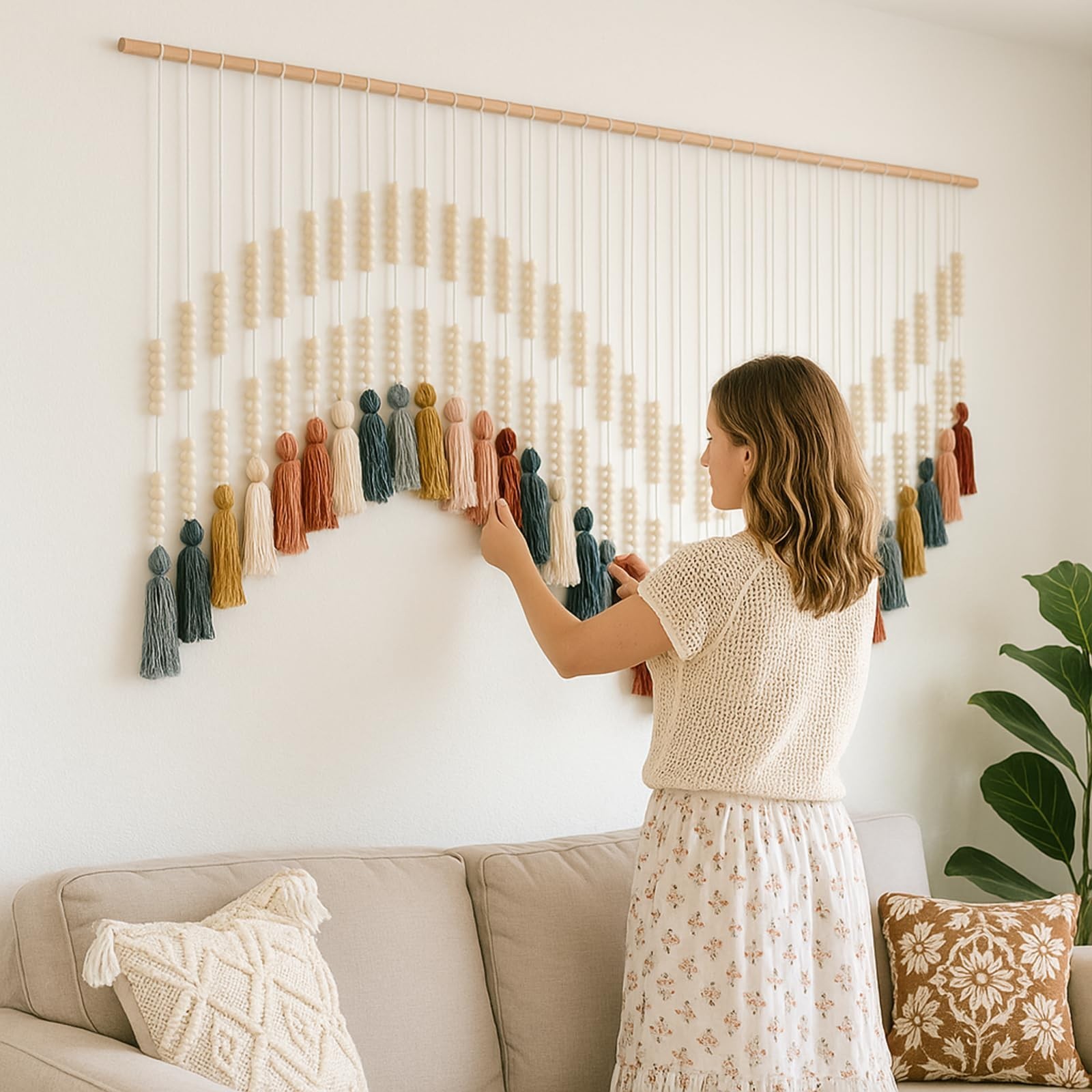Tiamon Boho Wall Decor – 59" W x 42" L Macrame Wall Hanging Large Tapestry …