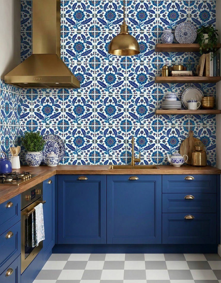 Peel and Stick Tile Stickers Blue Iznik Turkish Kitchen Backsplash Stick On Tile