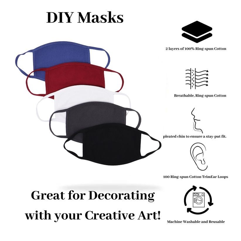 Lightweight Cotton Cloth Face Mask for Men and Women Unisex One Size Made in USA
