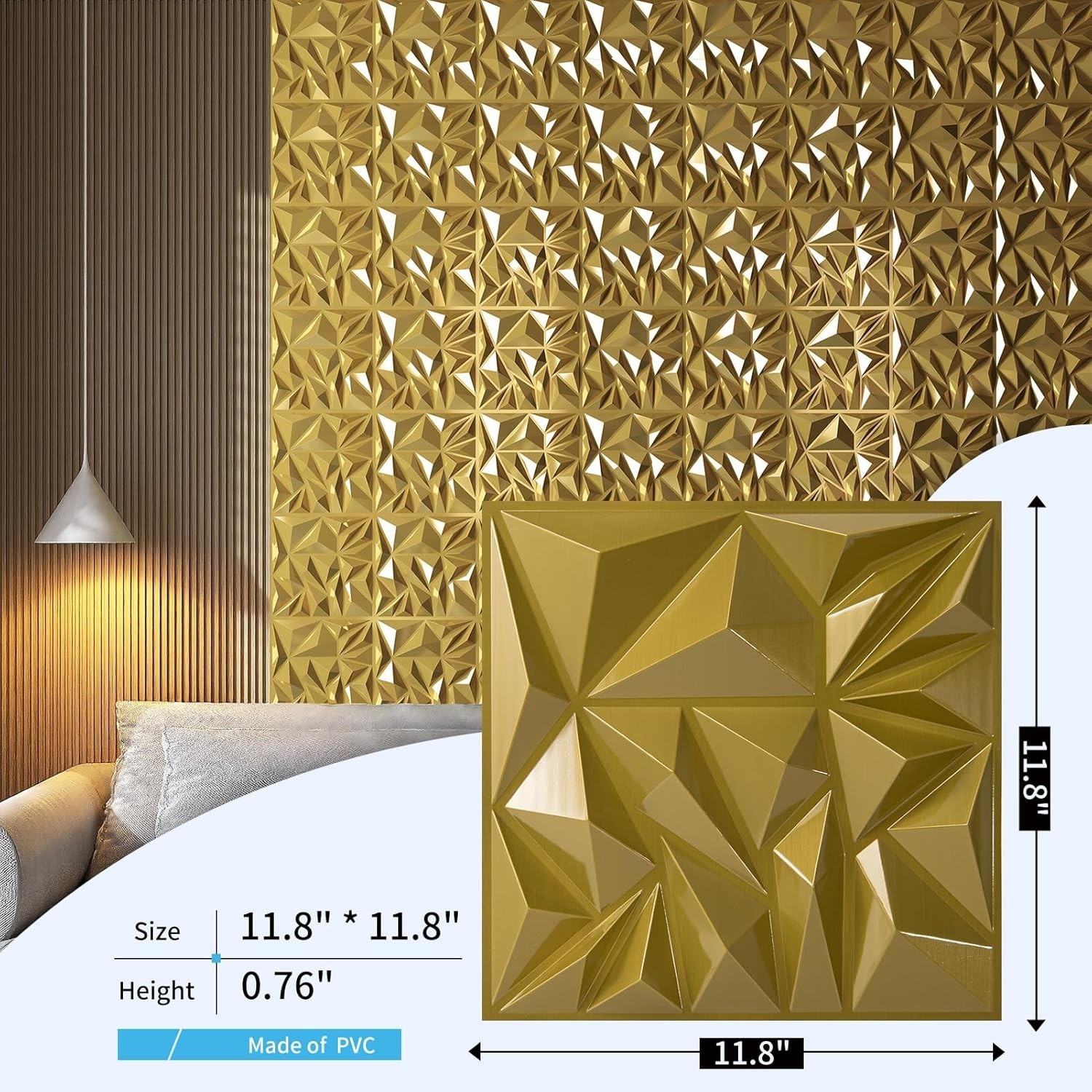 33-Pack 3D Wall Panels for Interior Wall Decor, Diamond Textured Feature Wall Pa