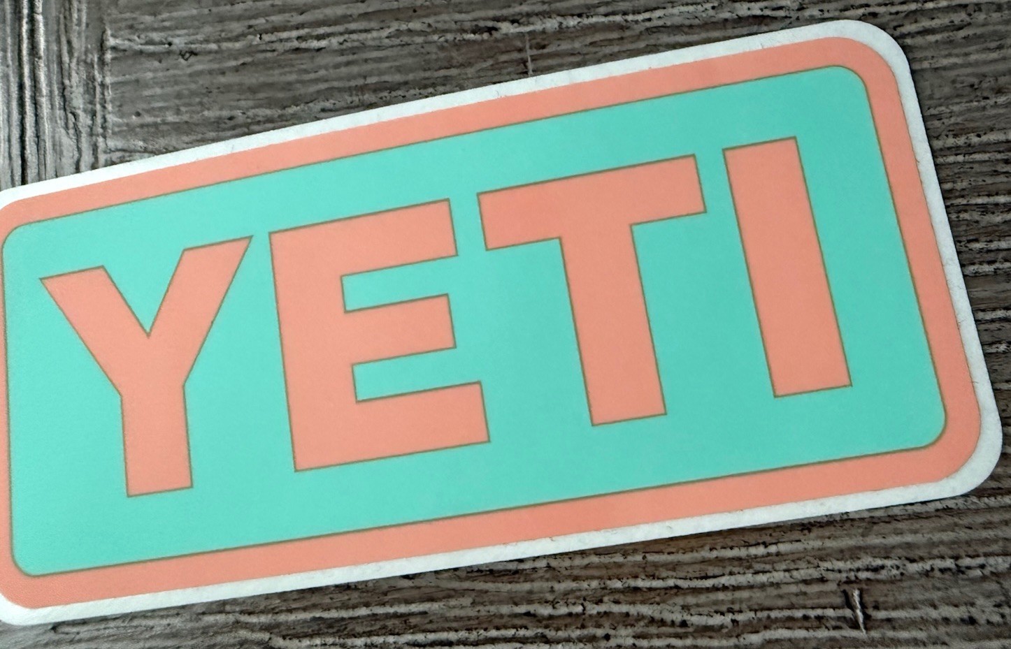 YETI AUTHENTIC STICKER – Light Teal and Peach Decal Vinyl 4 Inches WoW VISIT NeW