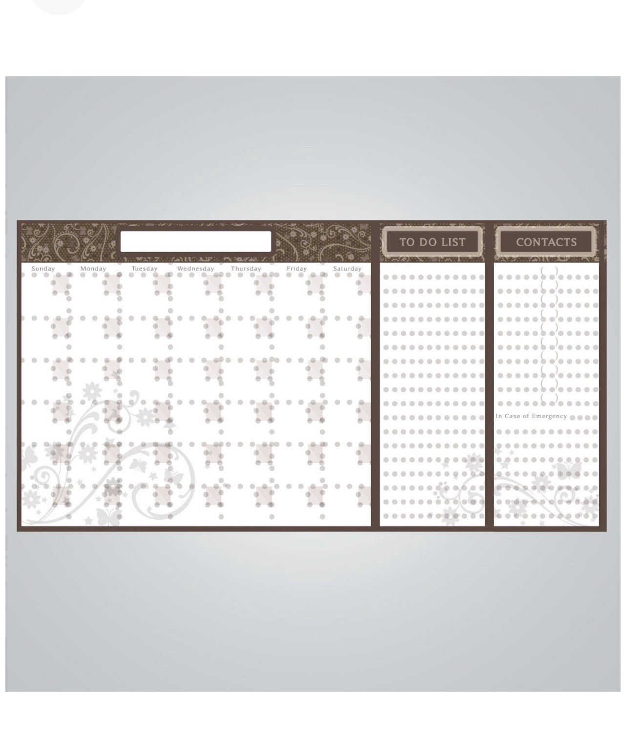 DCWV Decal Wall Art Organizer Calendar Notes , Peel-Stick Dry Erase, Brown