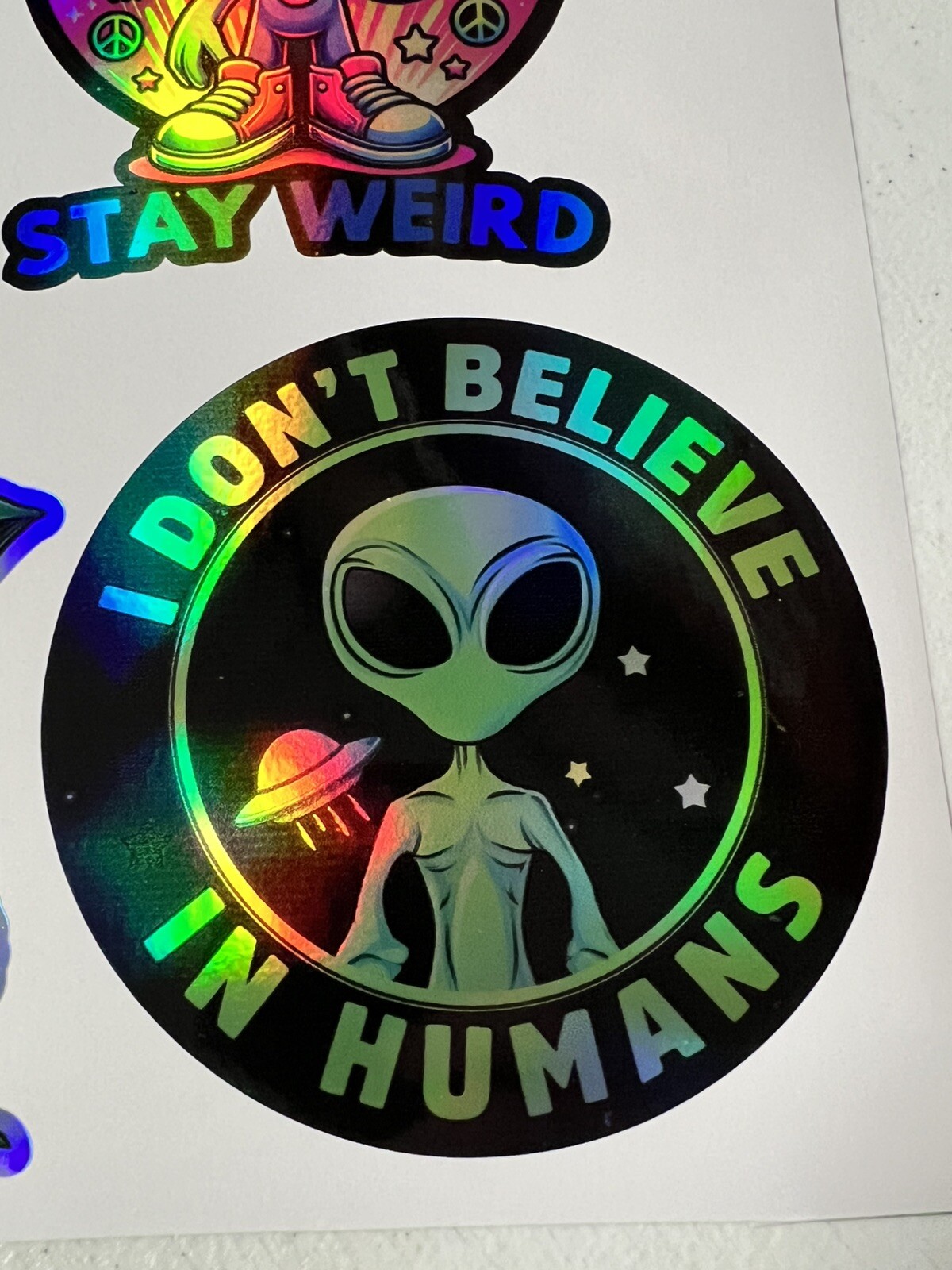 Alien I Don’t Believe In Humans Holographic Vinyl Decal