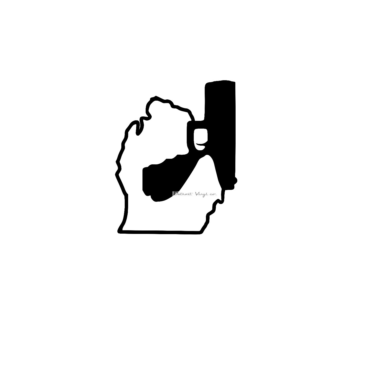 Michigan Holding Gun, Murder Mitten, Michigan Gun pistol Decal Sticker 6"x6"