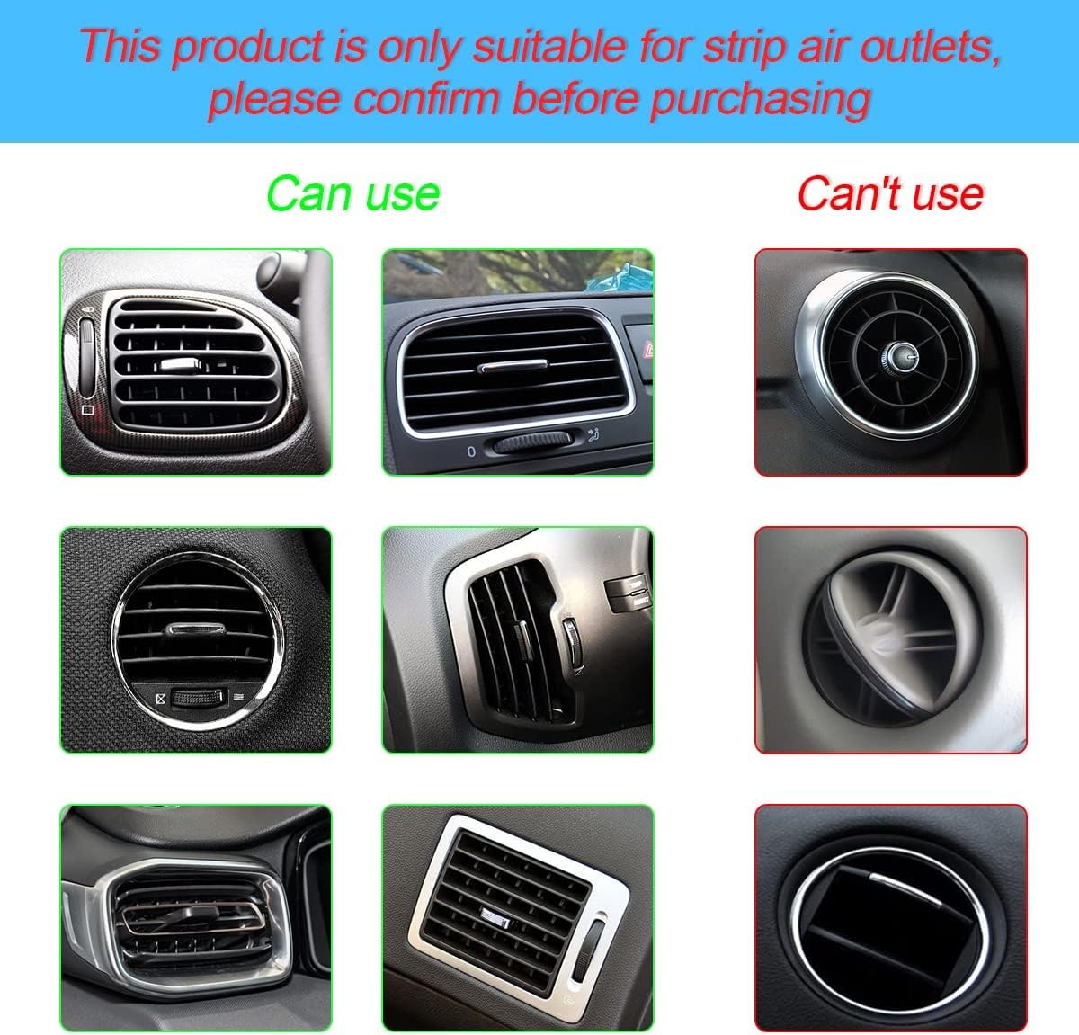 20PCS Car AC Vent Trim Strips, Ice Red, Universal Bendable Waterproof Decor