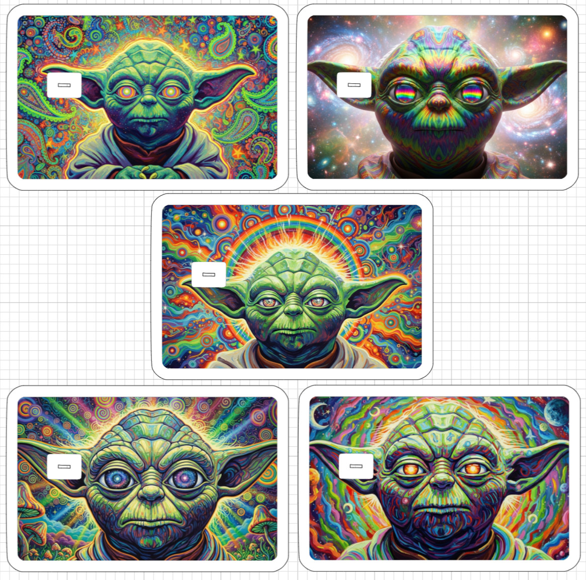 Psychedelic Yoda ATM Debit Credit Sticker Skin 420 Star Wars Jedi Sith Pot USA