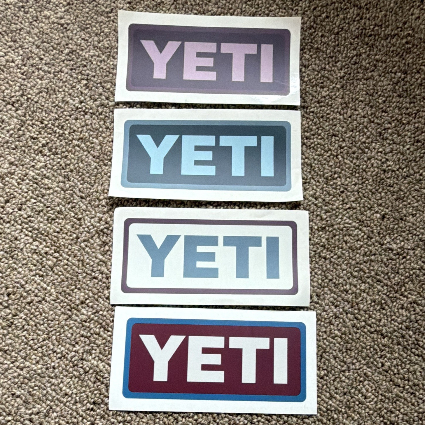 YETI logo seasonal vinyl sticker decal set of 4 multicolor rectangle car window