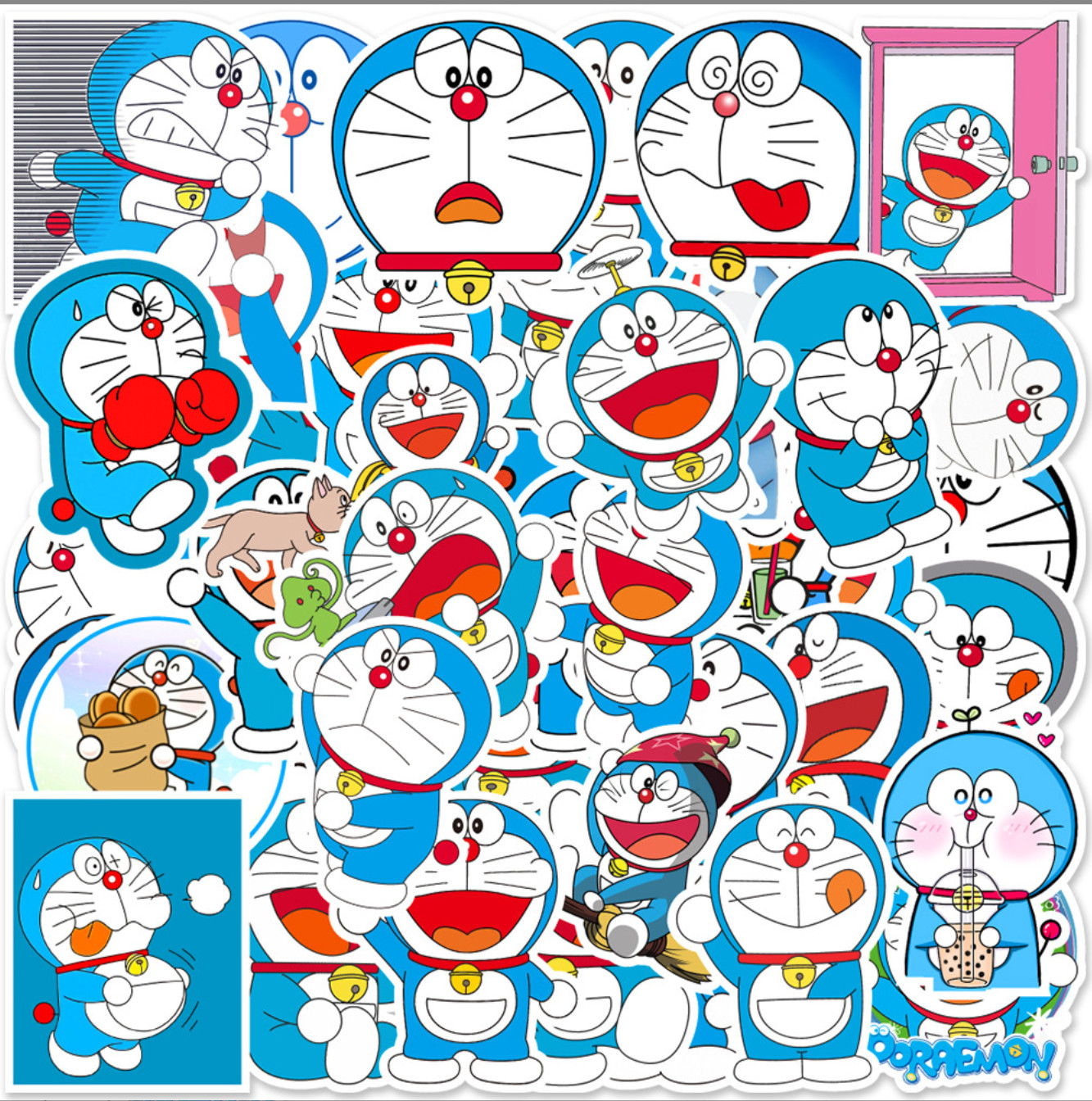 50 Pcs Stickers Doraemon Anime Skateboard Car Laptop Bottle Bomb Graffiti Vinyl