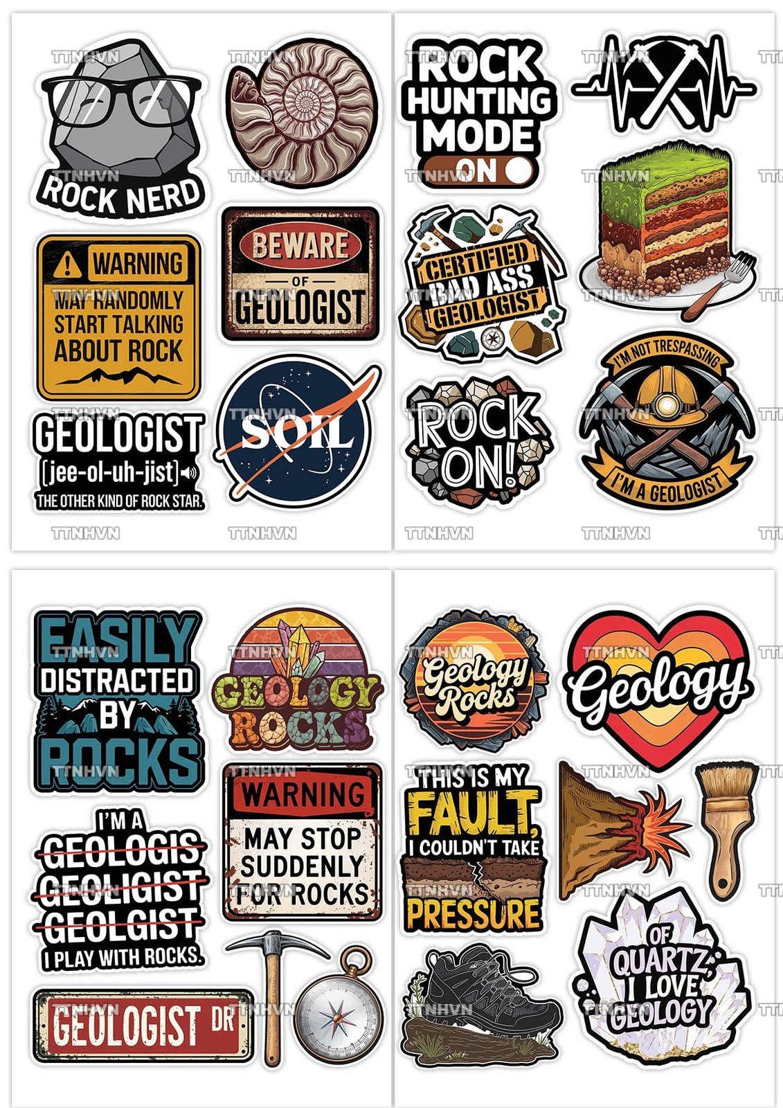 55 PCS Geology Stickers Geology Party Favors & Decorations Waterproof Vinyl Deca