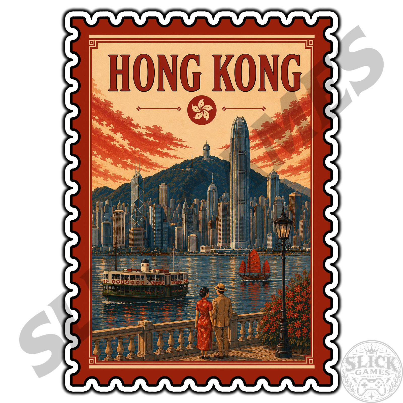 Hong Kong China Travel Postage Stamp Sticker #1 Waterproof Vinyl Decal Die-Cut