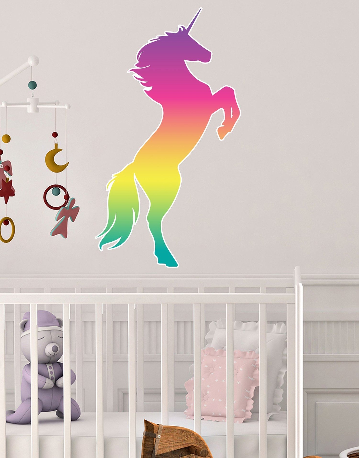 Rainbow Unicorn Wall Decal Sticker. Girl’s bedroom decor. Fantasy Silhouette Des