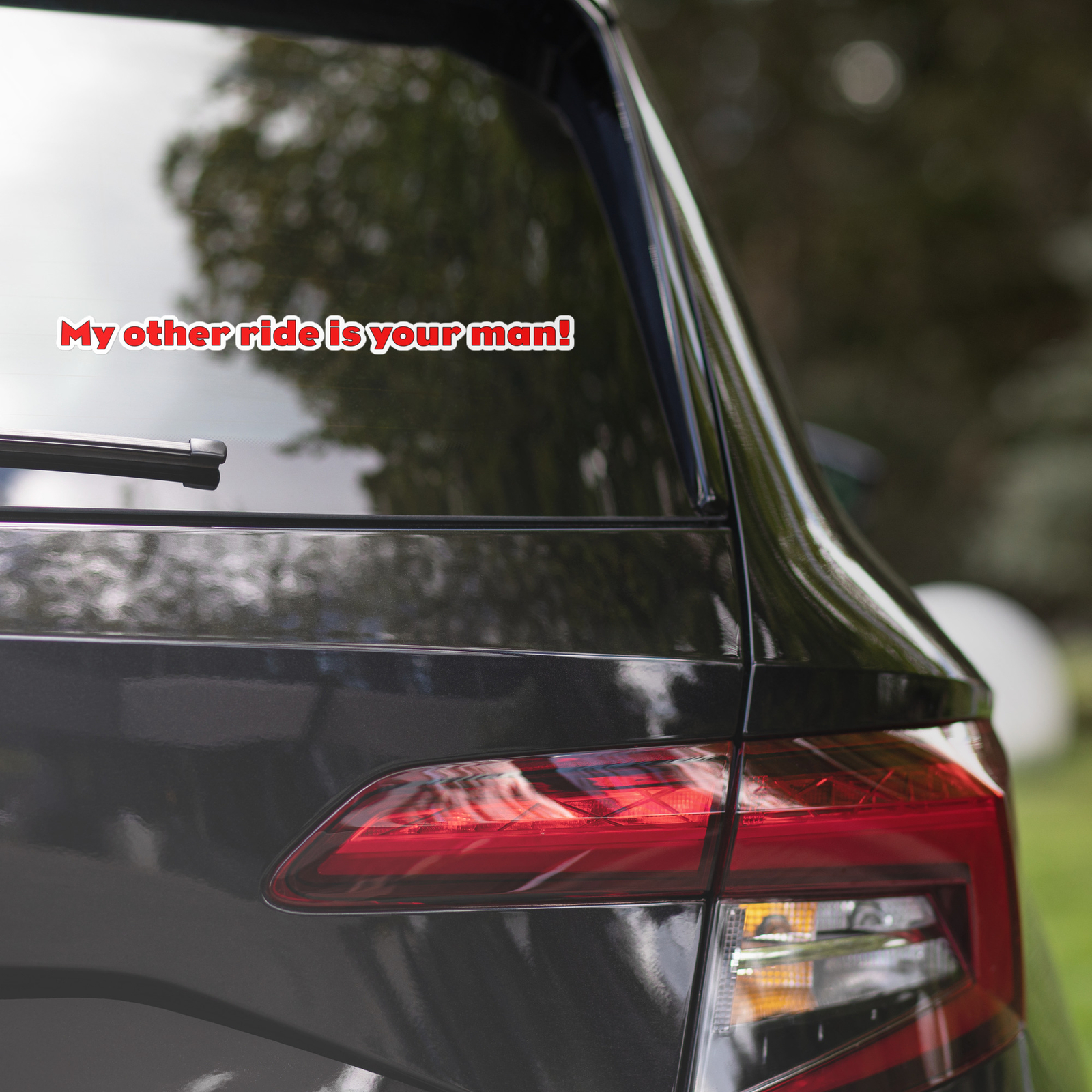 My other ride is your man in red Bubble-free stickers