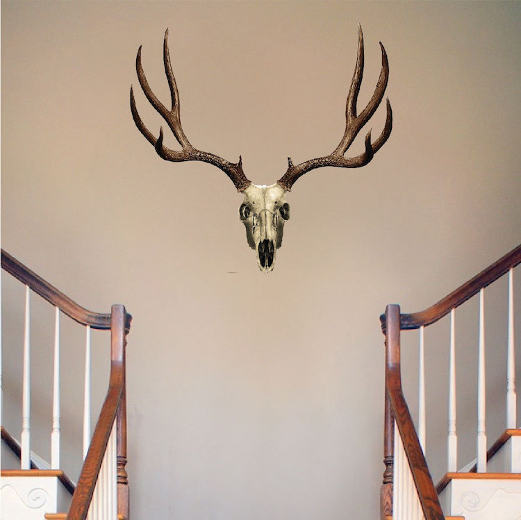 Deer Antler Wall Decal Mural Skull Hunting Wild Animals Removable Wall Art, a09