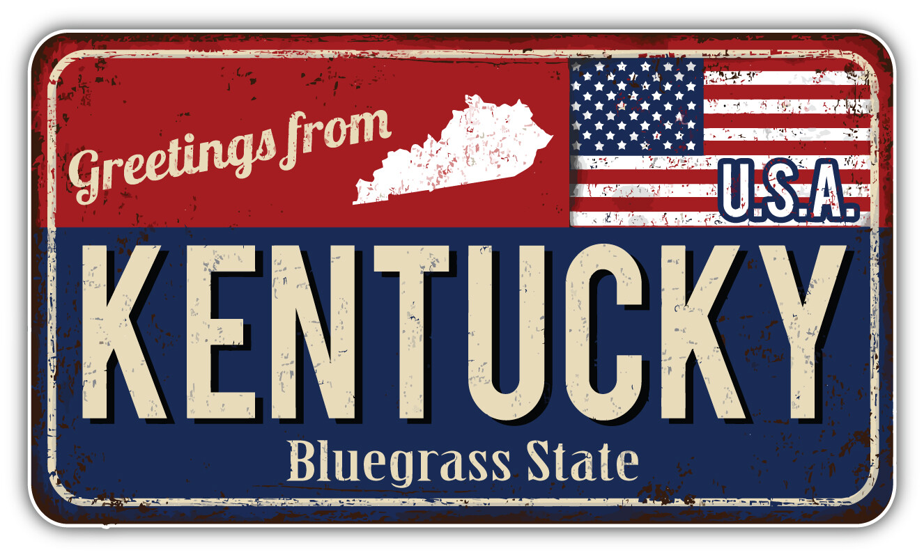 Kentucky USA State Grunge Retro Flag Emblem Car Bumper Sticker Decal "SIZES"